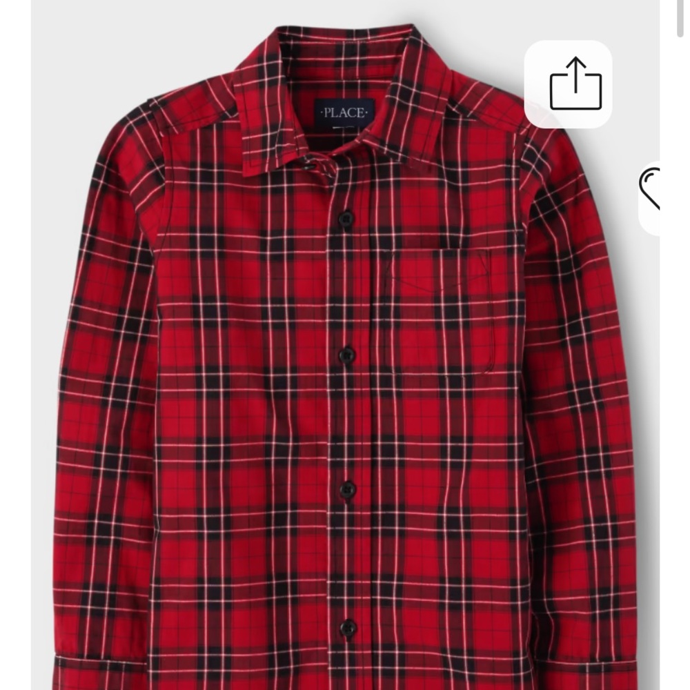 Children’s Place NWT Dad & Me Red Christmas Tartan dress shirt. Boys XL (14)